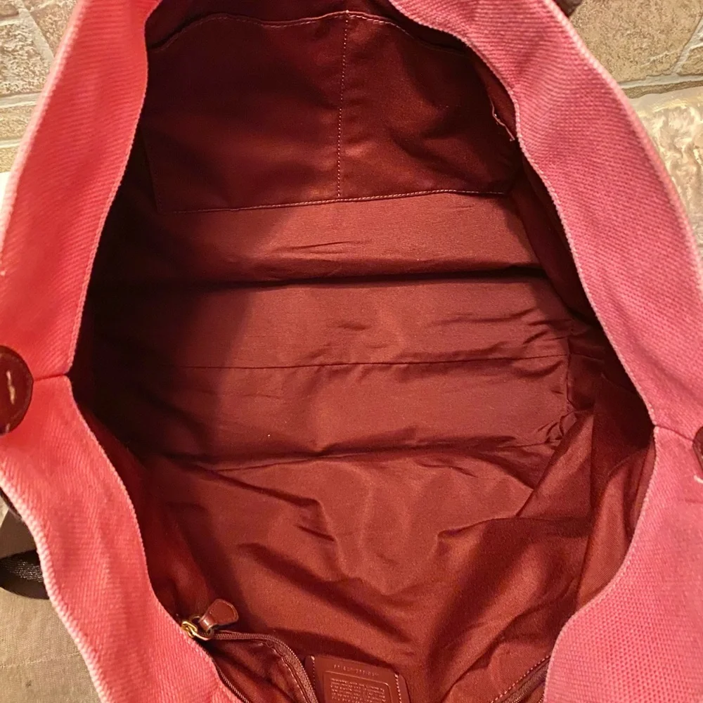 Coach Pink and Brown Leather Tote Bag - Picture 10 of 11